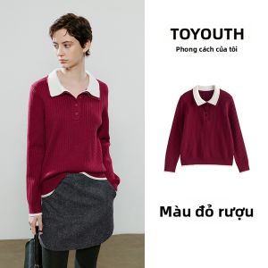 Toyouth | Áo Sweater Knit Oatmeal Austem Giả Hai Mảnh Màu Khối