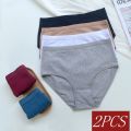 2Pcs/Set Women's High Waist Cotton Panties Seamless Breathable Underwear Sexy Lingerie Comfort Female Underpants M-XXL. 