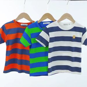 Áo Thun Bé Trai 4-12 Tuổi Áo Thun Cotton Kẻ Sọc Ngắn Tay Thời Trang Quần Áo Áo Mùa Hè