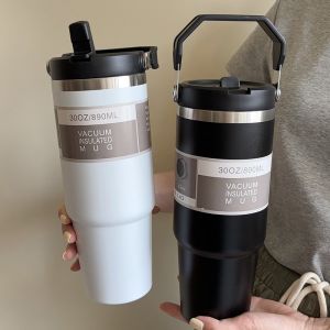 890ml Ultra Large Capacity Insulated Cup 304 Stainless Steel Insulated Cup Cold Insulated Outdoor Portable Ice Cream Cup