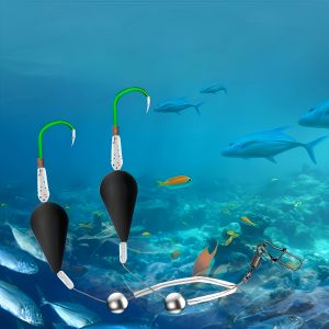 2pcs/box New European-Style Double Hook Fishing Lures with Upgraded Carbon Steel Weighted Sinkers & Teardrop Float - Weed Resist