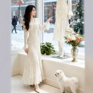 CHANGTONG | Lace Fitted Sheath Dress French Elegant Style Fashionable