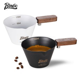Bincoo cốc Espresso Cà Phê Cốc đo lường Quả Óc Chó xử lý thép không gỉ với quy mô sữa Jar Cà Phê Cốc khai thác 90ml
