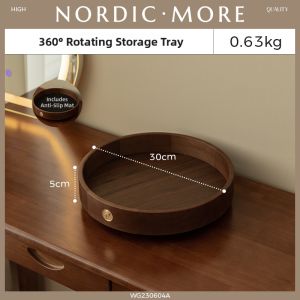 NORDIC MORE | Wooden Rotating Desktop Cosmetic Organizer