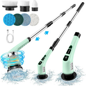 Electric Cleaning Brush WirelessElectric Rotary Scrubber 7 Brush Heads And AdjustableExtension Handle Cleaning Tools