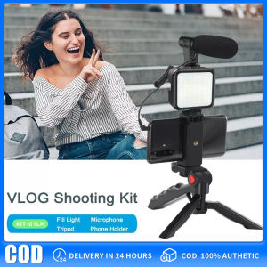 [COD/Original] Vlogging Set Equipment Kit Dslr Slr Camera Video Selfie Ring Light With Microphone Tripod For Broadcasting Remote Photography Light Vlog Vlogger Kit Set Vlogging Camera For Vlog Mobile Phone Vlogging Kit