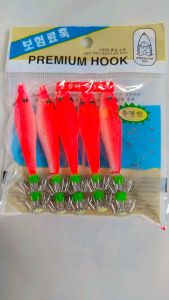 isi 5 pancing cumi rubber size 1.0 dan 3.5 karet premium hook nyala dalam gelap Apollo ikan udang squid jig