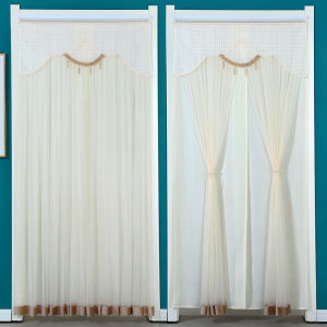 Double Layer Lace Door Curtain Home Use Four Seasons Mosquito Proof Screen Door Curtain Summer Universal Partition Curtain No Punching Required Bedroom Screen Door Curtain