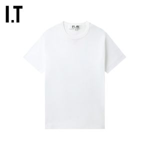 เสื้อยืดแขนสั้นทรงพอดีตัว IT CDG Play Comme Des Garcons สำหรับผู้ชาย ผ้าฝ้ายแท้ สีพื้น ทรงพอดีตัว คอกลม