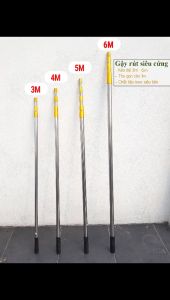 Gậy Sào Rút Inox Khóa Đồng Vàng Cao Cấp Dài Từ 3 Mét - 7 Mét Gen Vặn 8mm Chính Hãng Lắp Vừa 8 Bộ Phụ Kiện Tiện Lợi.