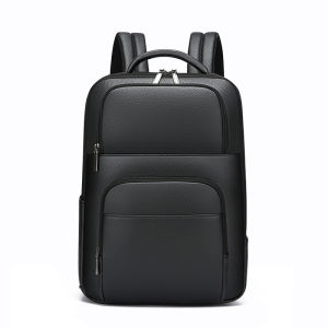 Business Leather Backpack Mens Large Capacity Traveling Computer Bag Double Shoulder Bag Fashionable Cowhide 2024 New Model