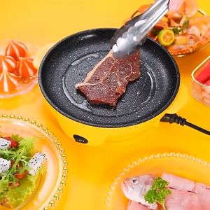 YUEERDE Electric Non Stick Frying Pan BBQ Cookware Grill Roast Kitchen Steamboat Portable 22cm 电烤盘多功能电烧烤炉