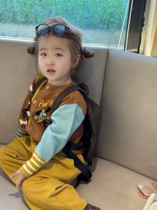 Fashionable Korean Style Girls Knitted Set Velvet Pants Spring Season Outfit Childrens Clothing Cartoon Print Open Cardigan