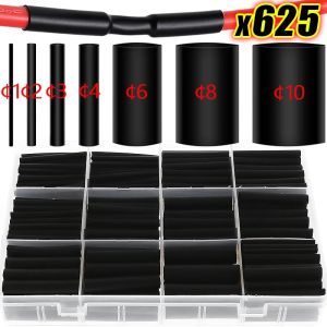 ชุดท่อหดความร้อนสีดำอุปกรณ์ป้องกันปลอกหุ้มฉนวนกันความร้อนสำหรับห่อสายไฟสายเคเบิลเชื่อมต่อ