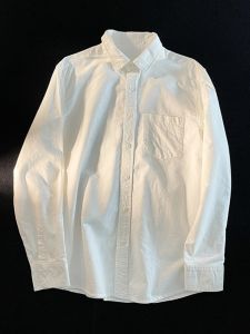 Casual Long Sleeve White Shirt for Men Flip Collar Inner Wear Spring Autumn Layering Pure Color Base Jacket Versatile Outerwear