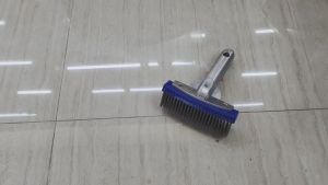 5" Pool Brush with 5" Aluminum Back and Handle- Stainless Steel Bristles - Blue Brush Body