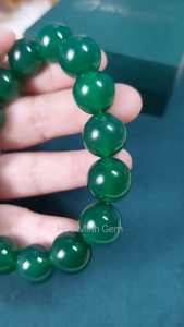 Vòng tay phong thủy đá Mã Não xanh lá VIP size hạt 14 li hợp mệnh Mộc Hỏa | Hoa Minh Gem