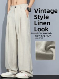 Breathable Thin Summer Pants for Men Linen Like