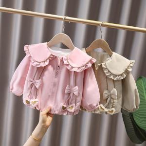 Fashionable Long Sleeve Girls Jacket Spring Autumn Wear Childrens Coat Stylish Outfit Baby Girls Outerwear Korean Style Zipper