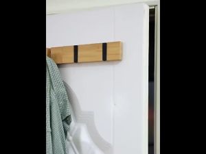 Bamboo Wall Mounted Folding Coat Rack with 4 Standard Retractable Hooks for Coats Hats Scarves Key