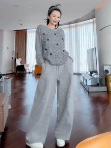 DANTING | Elegant And Stylish Korean Style Gray Knitwear Set