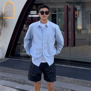 Light Blue Long Sleeves Shirt Mens Summer Cleanfit Korean Wear Sun Protection Shirt Fancy Thin Outwear