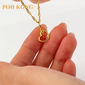 POH KONG 916/22K Gold Classic Double Hearts Pendant