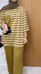 ONE SET ATASAN OVAL KANTONG DADA One Set Blaster Setelan Wanita Basic