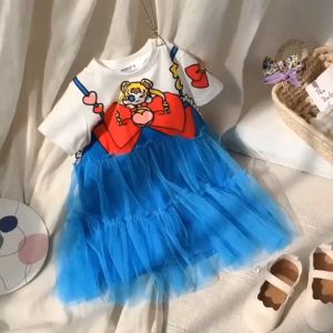 dress anak sailormoon pink biru 2-8thn 100% sesuai korea style import terusan tutu tile baju anak perempuan