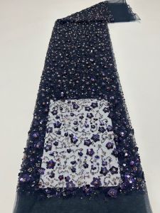 Vải Ren Lưới Đính Sequin Đỏ Pháp Cao Cấp Thêu Hạt Châu Phi Nigeria Chất Lượng Cao Dùng Cho Váy Dự Tiệc Cưới