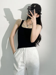 Áo Ba Lỗ Không Tay Phong Cách Mỹ Dành Cho Nữ Mùa Xuân Hè Màu Đen Có Đệm Ngực Bên Trong Mặc Trong Và Ngoài