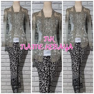 set kebaya pesta kebaya kebaya kutubaru silver + rok lilit