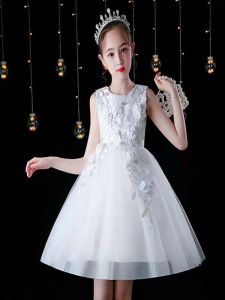 Princess Style Summer Dress Childrens Formal Wear Puffy Skirt Wedding Performance Outfit Girls Clothing Polyester Fiber