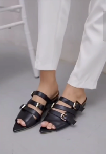 ME LIKE - Sandal Wanita CLAIR Sendal Slop Kekinian Mules 1 cm Flat Gesper JD04 Rebecca