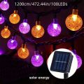1pc 12m 100 LED Halloween Purple&Orange Bubble Ball Solar String Lights With 8 Modes For Home Garden Balcony Halloween Decor. 