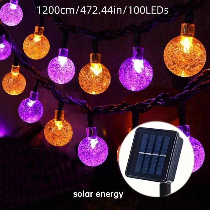 1pc%2012m%20100%20LED%20Halloween%20Purple&Orange%20Bubble%20Ball%20Solar%20String%20Lights%20With%208%20Modes%20For%20Home%20Garden%20Balcony%20Halloween%20Decor%20-%20Image%208