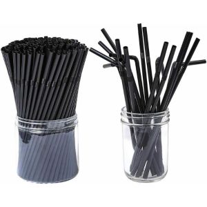 Black Drinking Straws Flexible Wedding Kitchen Party Bar Supplies Milk Tea Rietjes Cocktail Beverage Straws Wholesale