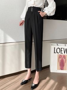 Black High Waist Harlan Pants Womens Autumn Fashion 2025 Straight Casual Smoke Tube Trousers Professional Nine Point Harlan Pants