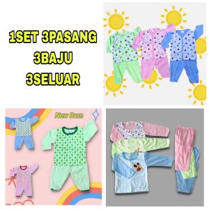 1Set 3Pasang Baby Baju Tidur🔥New Born Sleepsuit Pajamas Lenggan panjang
