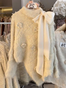 QINGNAER | French Style Knit Sweater Large Size