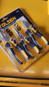 Tolsen 3pcs Plier Set10400 TPR Handle (Combination Long Nose Cutting Pliers)