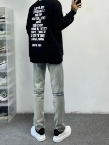 American High Street Hip Hop Crew Neck Sweatshirt Mens Fleece Loose National Trend Small Print Lettering Top