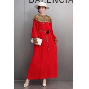 Elegant Long Dress Womens High-End Sensation Phoenix Scale Heavy Bead Embellished Pleated Fabric Evening Gown Dress