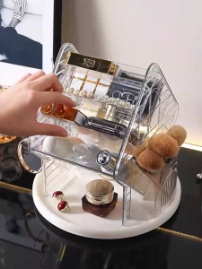 【MOHO.SG】READY STOCK 360° Rotary Makeup Brush Storage Box | High-end lipstick organizer | Dressing table storage box