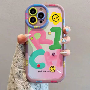 Creative Geometric Smiley Silicone Phone Case for Apple 15ProMax 16Plus with Crossbody Rope Womens Protection Cover for iPhone 6/7/8 11p/12/XS