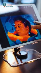 【Big Size】Adjustable Tablet Stand Holder 360° Rotation Desktop Phone Stand Transparent Acrylic Foldable Non-Slip Ipad Bracket