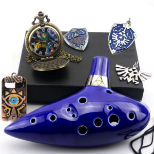 Ocarina Ceramic Legend Of 12 Holes Ceramic Alto C Ocarina Flute Blue Inspired Time Musical Instrument For Beginner Accessories