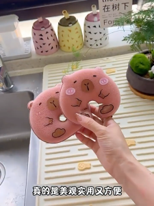 Span Cuci Capybara Dishwashing Sponge Kitchen Cleaning Scrubber Absorbent Durable Wash Bowl Pot Tool