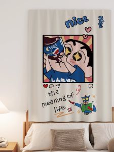 Full Shade Cartoon Anime Sun Protection Heat Insulation Magic Stick Bedroom Curtains Easy Install No Punching Required Polyester Fabric