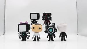 Cross-Border New Toilet VS Monitor People around Garage Kits Model Furnishing Articles TV People Doll Toy Head Can Move